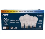 Feit Electric 100w Replacement 17.5w Dimmable Led A21 Bulbs, 4-pack M65c. Fixed Price $18.00.