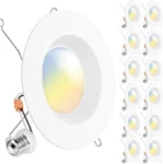 Sunco 12 Pack 5/6 Inch Led Can Lights Retrofit Recessed Lighting Selectable. Fixed Price $34.10.
