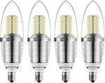 (4 Pack) Led Candelabra Bulb, 12w Daylight White 6000k Candle Bulbs, 85-100. Fixed Price $29.07.