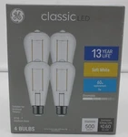 Ge Classic Led Light Bulbs 4 Pack St19 Soft White 60w Replacement 5watt Dimmable. Fixed Price $12.99.