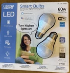 Feit Electric 60w Smart Wi-fi Led Color Changing Dimmable Light Bulb - White. Fixed Price $19.99.