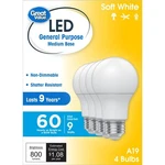 Great Value Led Light Bulb, 9w (60w Equivalent), Non-dimmable, Soft White, 4pack. Fixed Price $10.00.