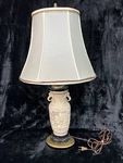 Vintage Asian Chinese Japanese Resin Lamp Hand Carved 28" High 7"with Finial. Fixed Price $89.87.