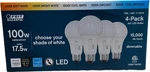 Feit Electric Led 100w 1600 Lumens Selectable Color Bulbs 12 Total New. Fixed Price $48.99.